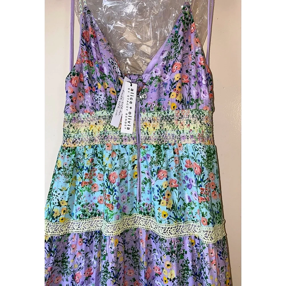 Alice + Olivia Karolina Smocked Waist Floral Tie Front Maxi Dress - Picture 8 of 16